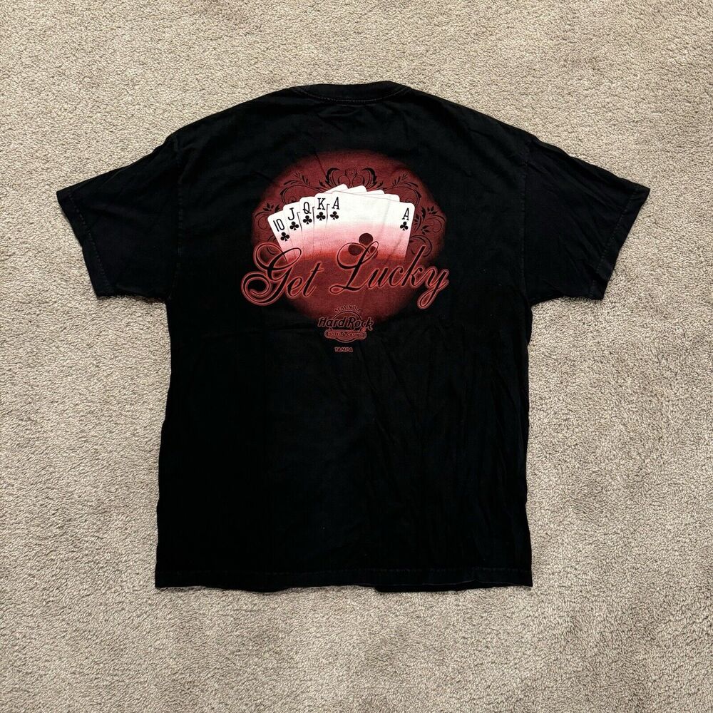 Vintage Hard Rock Cafe Tampa Black Graphic Pocket Tee Shirt Size XL Casino Poker